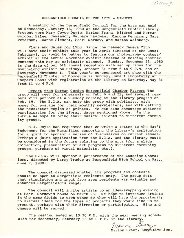 Bergenfield Council for the Arts minutes January 16 1980.jpg