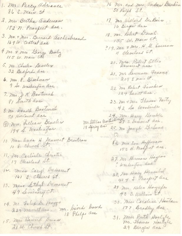 Handwritten and typed list of 50 year Bergenfield residents draft P3 front.jpg