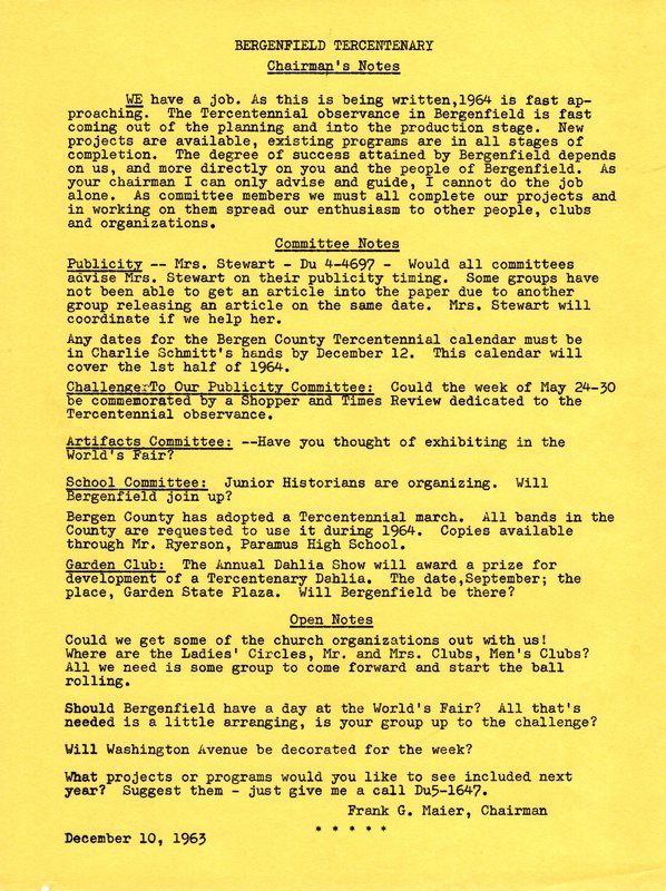Bergenfield Tercentenary Committee Notes Copy 1.jpg