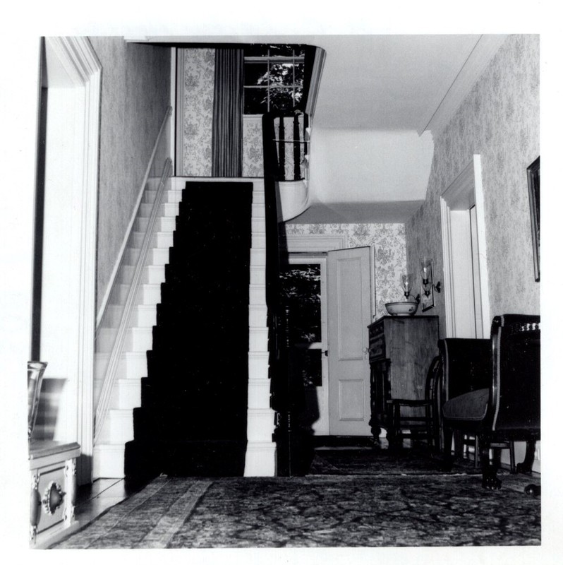1 black and white photograph AC Leiby House center hall undated.jpg