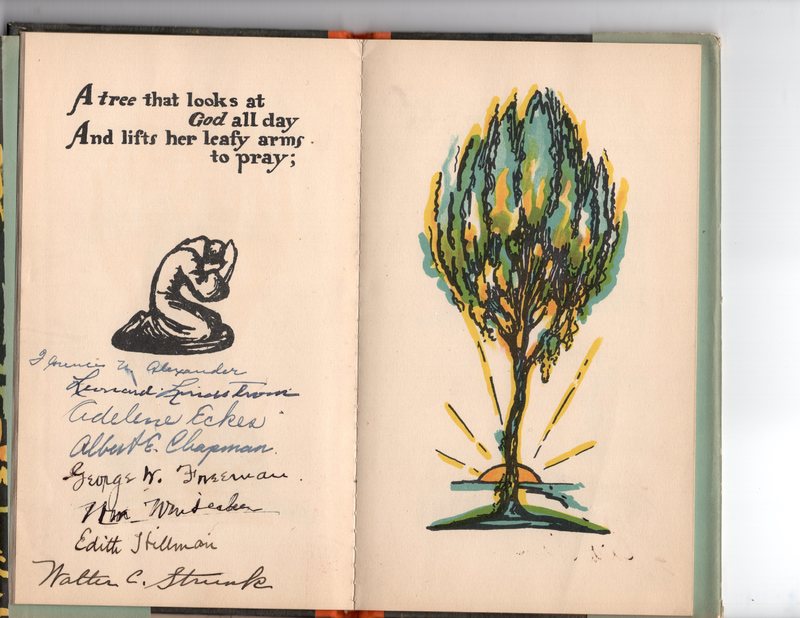 Hardcover copy of Trees by Joyce Kilmer inscription commemorating the George Washington Bicentennial Tree Planting Celebration Feb 22 1932 8.jpg