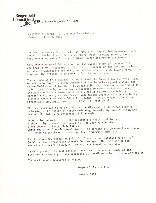 Bergenfield Council for the Arts minutes June 9 1986.jpg