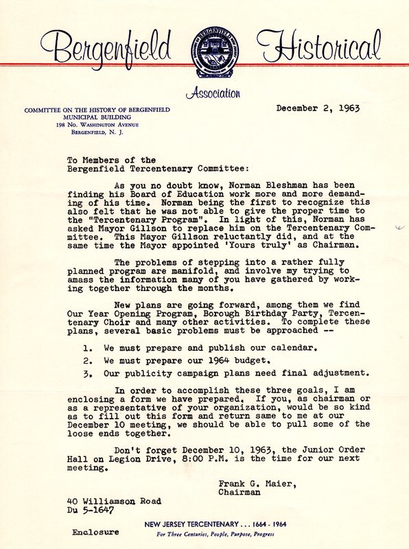 Frank G Maier Letter to Bergenfield Tercentenary Committee Copy 2.jpg