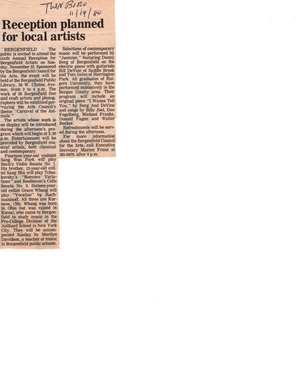 Reception Planned for Local Artists Twin Boro News Nov 19 1980.jpg
