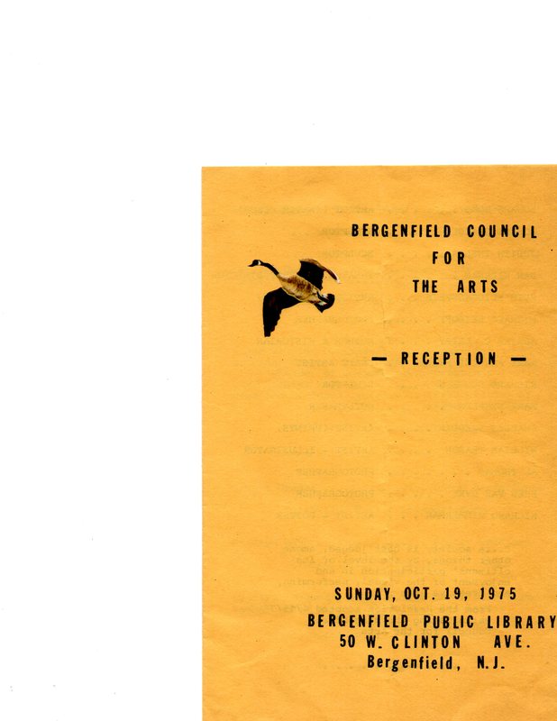 Bergenfield Council for the Arts Reception program, Oct. 19, 1975 P1.jpg
