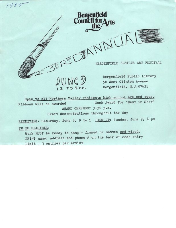 23rd Annual Amateur Art Festival application June 9 1985 P1 top.jpg