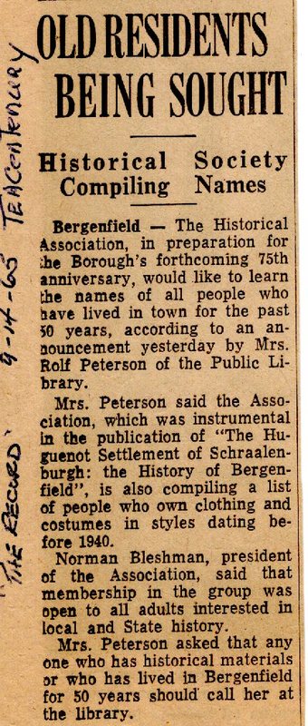 The Record Newspaper Clipping September 14 1965 Old Residents Being Sought.jpg