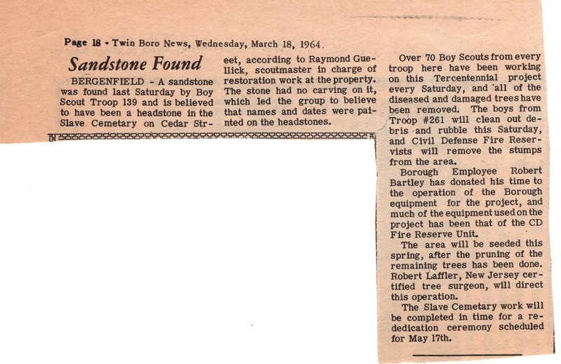 Sandstone Found Twin Boro News newspaper clipping March 18 1964.jpg