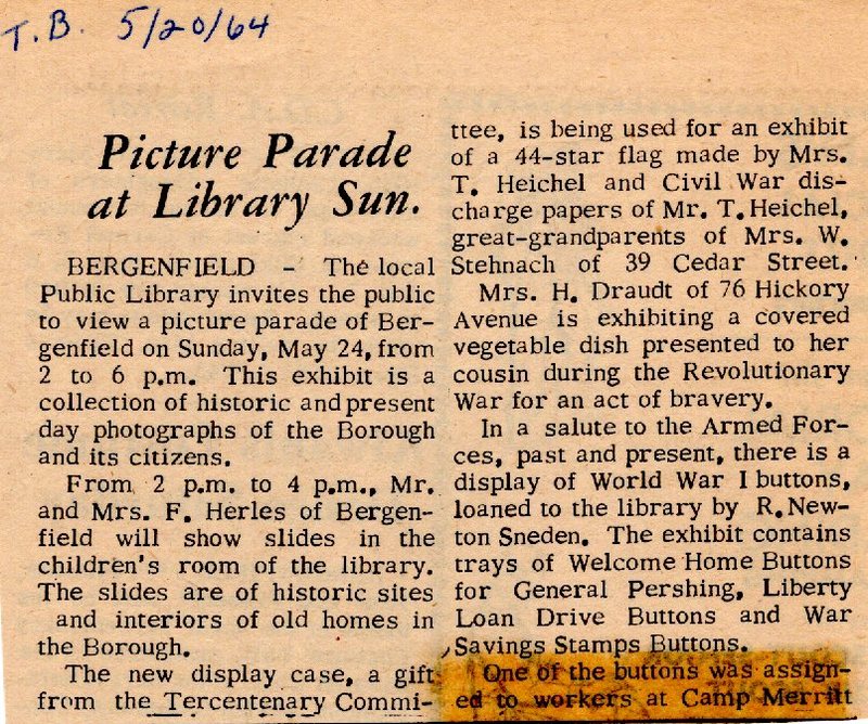 Newspaper Clipping Twin Boro News May 20 1964 Picture Parade at Library Sunday.jpg