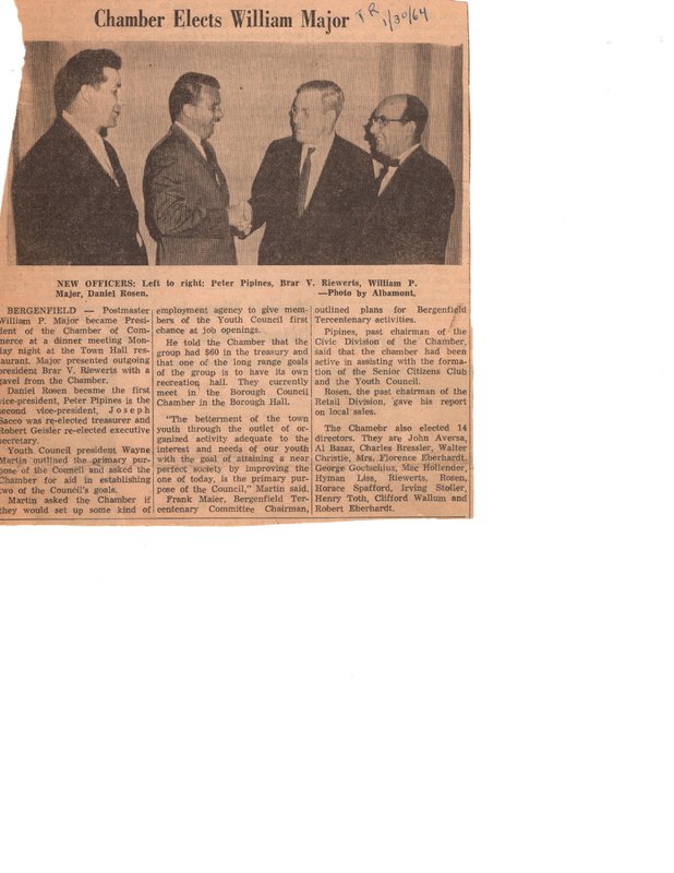 Chamber Elects William Major Times Review newspaper clipping Jan 30 1964.jpg