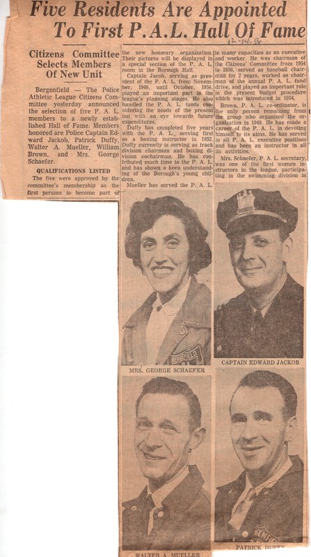 Five Residents Are Appointed to First PAL Hall of Fame newspaper clipping Dec 14 1956 1.jpg