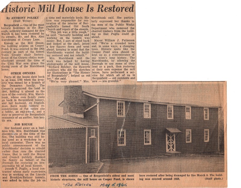 Historic Mill House is Restored The Record newspaper clipping May 5 1965.jpg