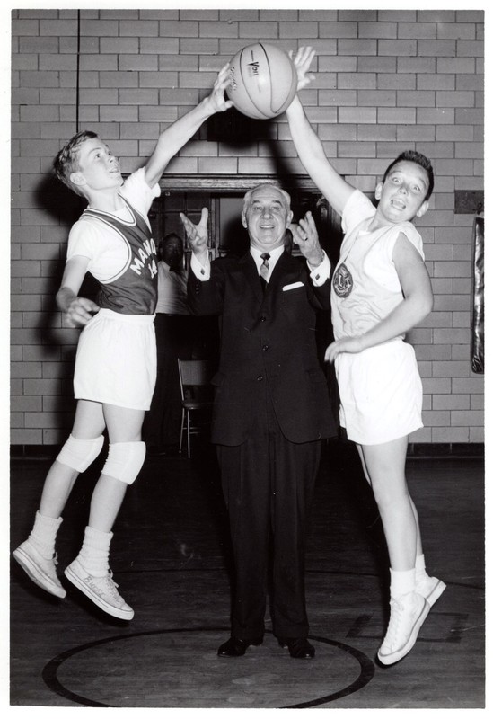 1 black and white photograph basketball game in Roy W Brown gym undated 2.jpg