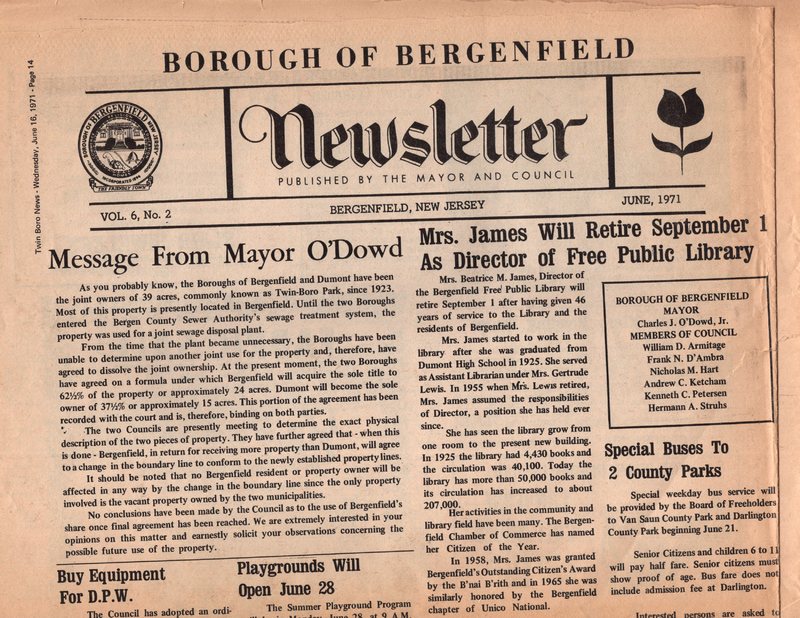 Bergenfield Newsletter Vol.6 No.2 June 1971 1.jpg