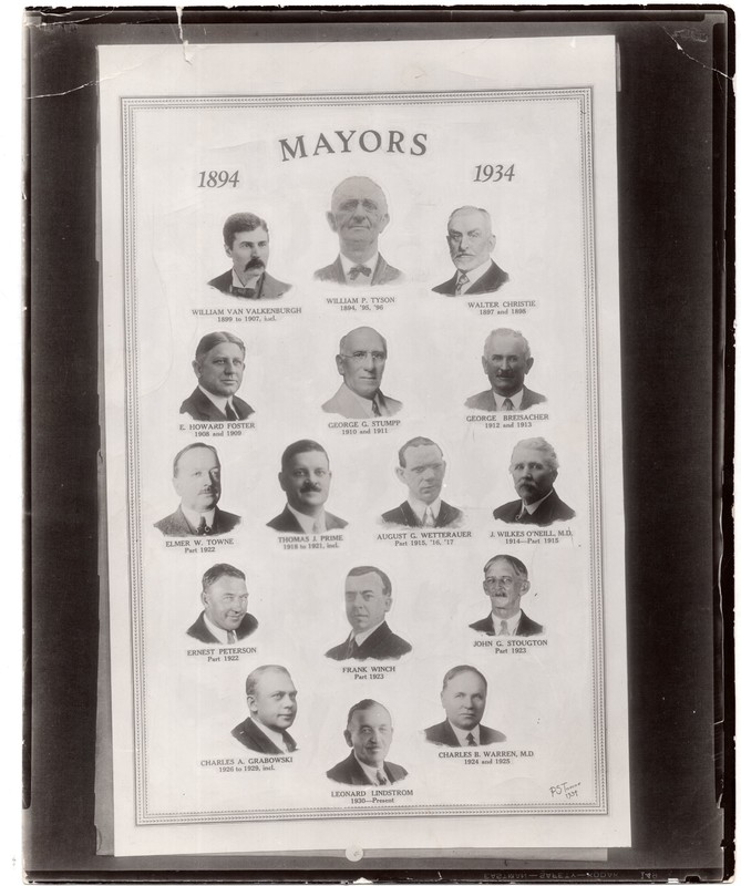 1 black and white photograph (8 x10) Bergenfield Mayors Poster, 1894-1934.jpg