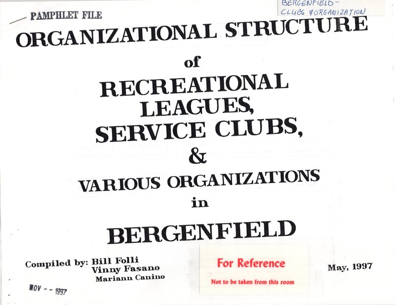 Organizational structure of recreational leagues service clubs and various organizations in Bergenfield pamphlet Nov 1997 1.jpg