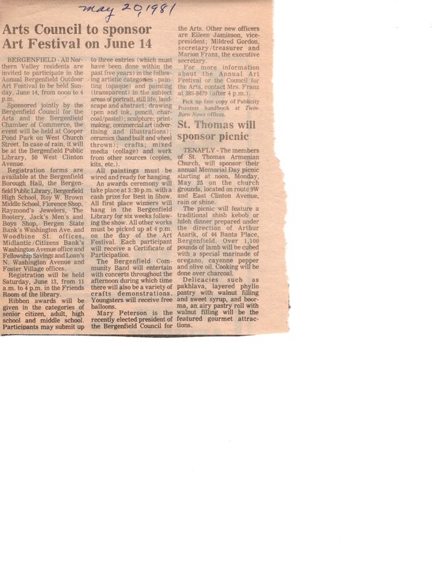 Arts Council to Sponsor Art Festival on June 14 May 20 1981.jpg