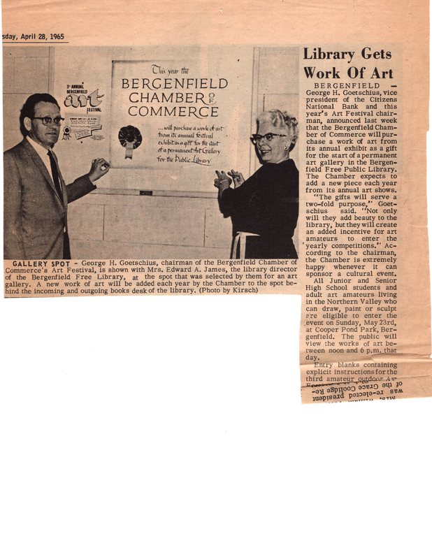 Library Gets Work of Art Press Journal newspaper clipping April 28 1965 .jpg