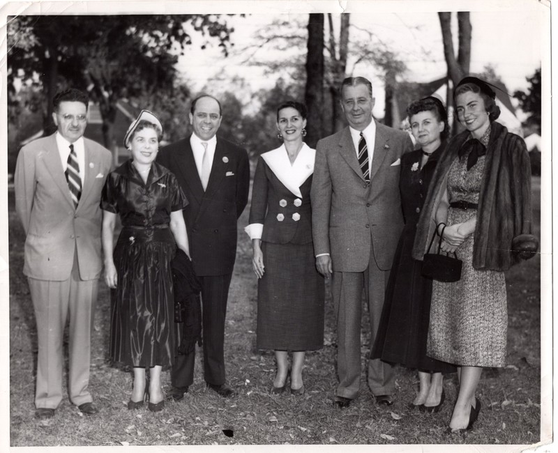 1 black and wite photograph 8x10 public officials and spouses pictured pierce H. Deamer Edna Thers Walter Jones Agnes Deamer Jean Townsend and Two unidentified subjects.jpg