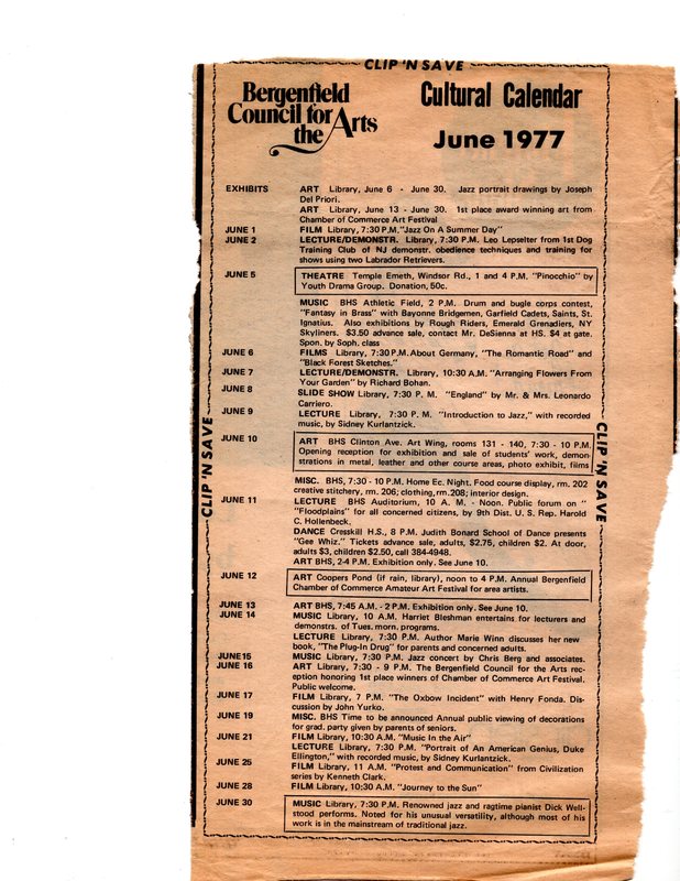 Cultural Calendar, June 1977 (newspaper clipping) undated.jpg