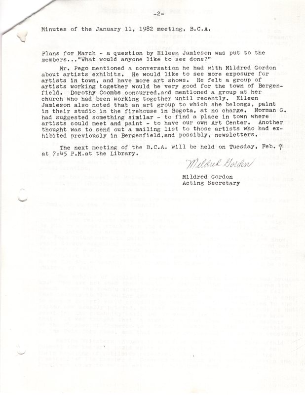 Bergenfield Council for the Arts minutes January 11 1982 P2.jpg
