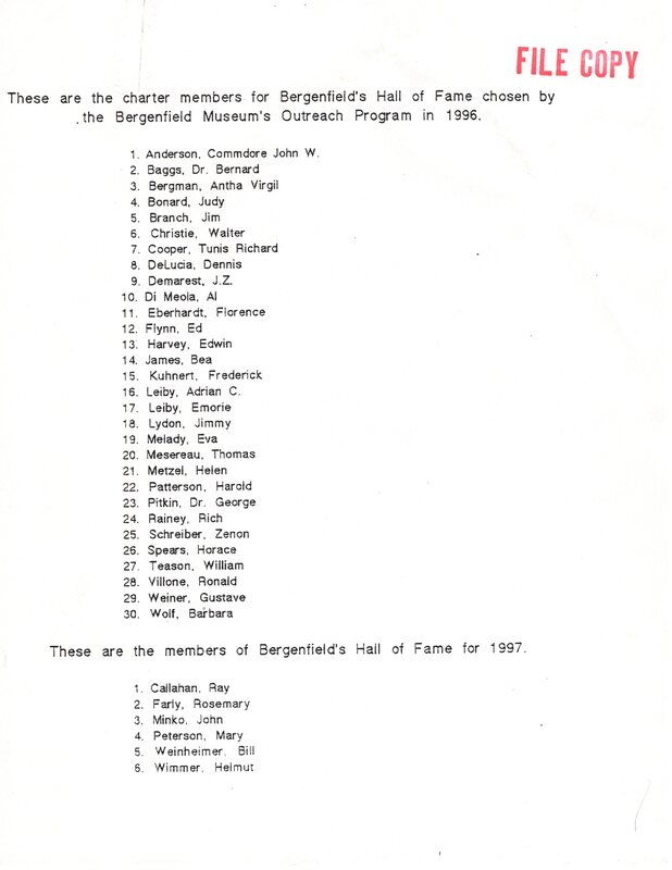 List of charter members of Bergenfield Hall of Fame chosen in 1996 members of the Hall of Fame in 1997 and biographies 1.jpg
