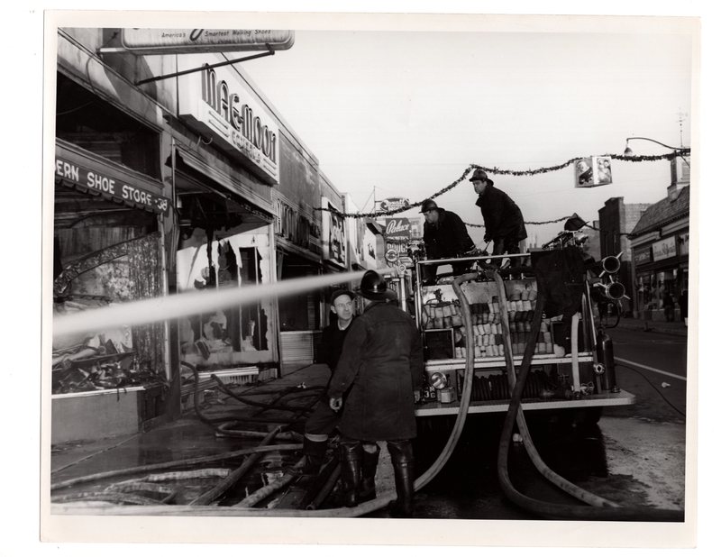 1 of 7 black and white photographs (8 x 10) four store fire Washington Avenue, Dec. 11, 1952.jpg