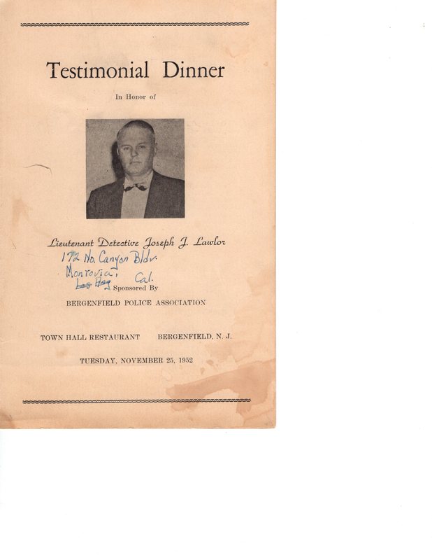 Lieutenant Detective Joseph J Lawlor Testimonial Dinner program 1952 1.jpg