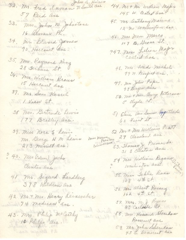 Handwritten and typed list of 50 year Bergenfield residents draft P3 back.jpg
