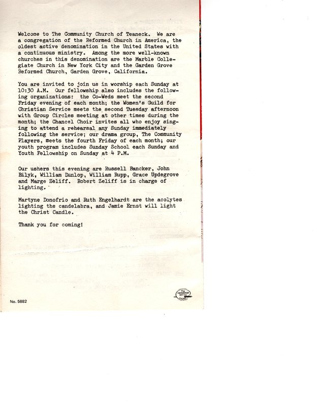 Community Church of Teaneck Candlelight Service of Music December 24, 1980 Page 4.jpg