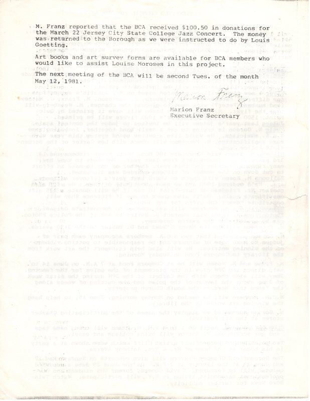 Bergenfield Council for the Arts minutes April 14 1981 P2.jpg