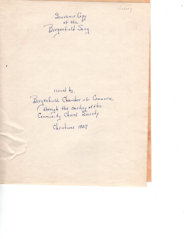 Souvenir Copy of the Bergenfield Song issued by the Bergenfield Chamber of Commerce 1927 p1 .jpg