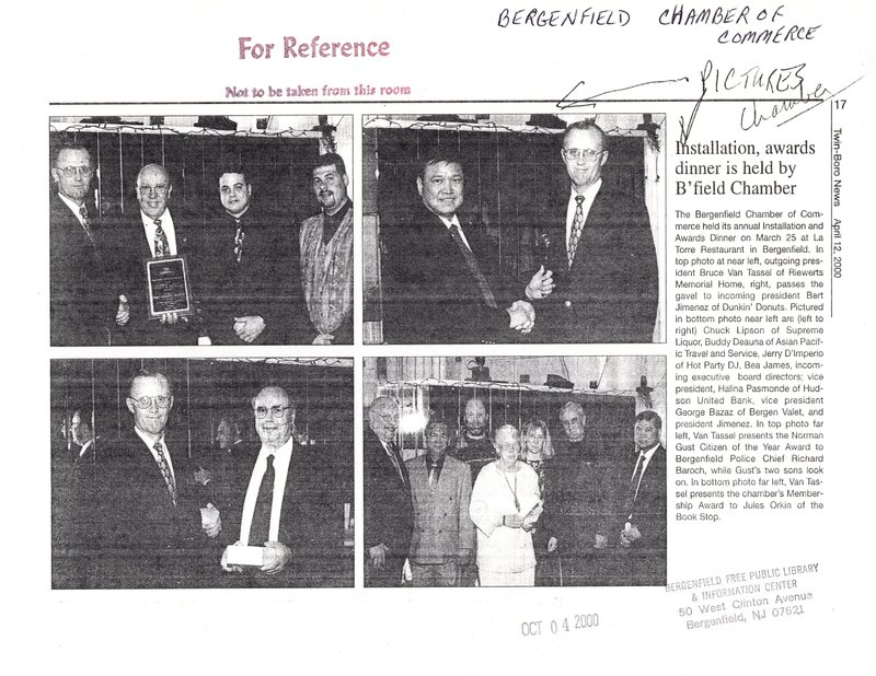 Installation Awards Dinner is Held by ’field Chamber newspaper clipping October 4 2000.jpg