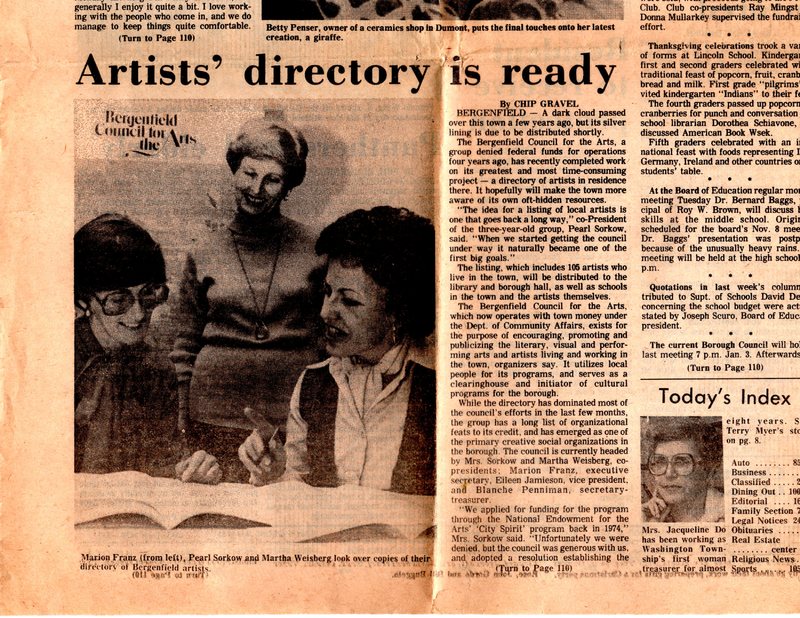 “Artists’ Directory is Ready,” (newspaper clipping) The Sunday Post, Dec. 11, 1977 P1.jpg