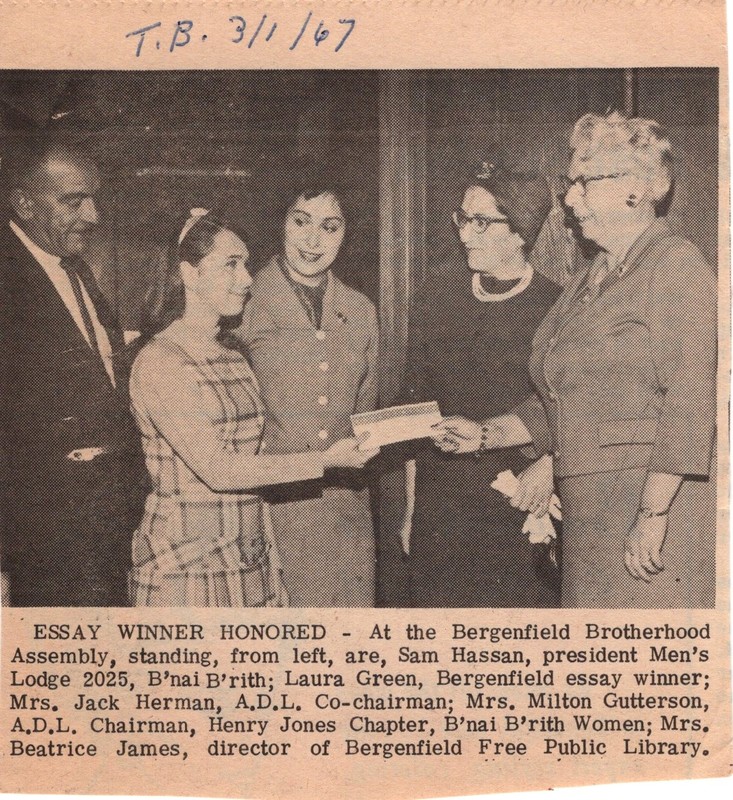 Essay Winner Honored newspaper clipping March 1 1967.jpg