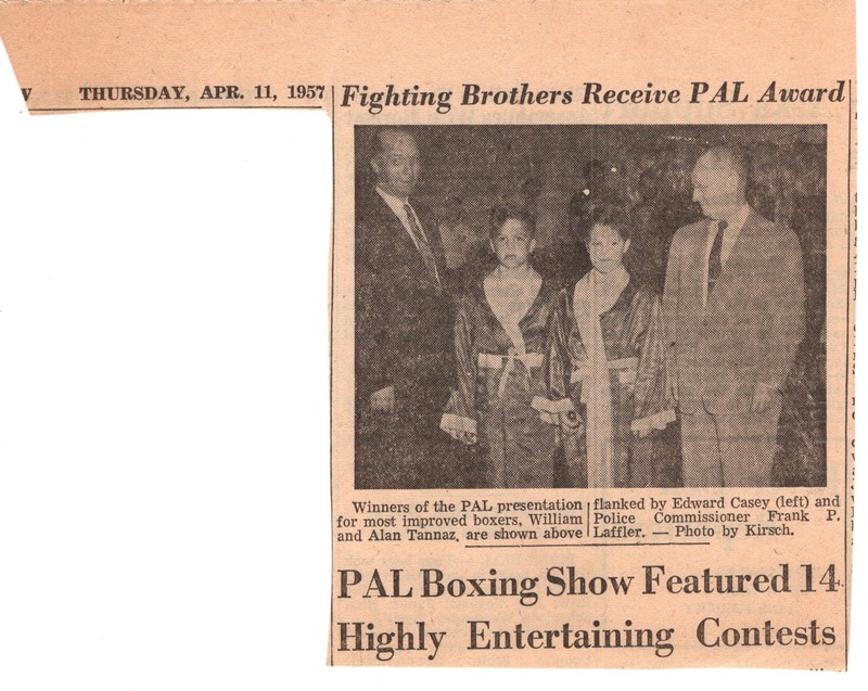 Fighting Brothers Receive PAL Award newspaper clipping April 11 1957.jpg