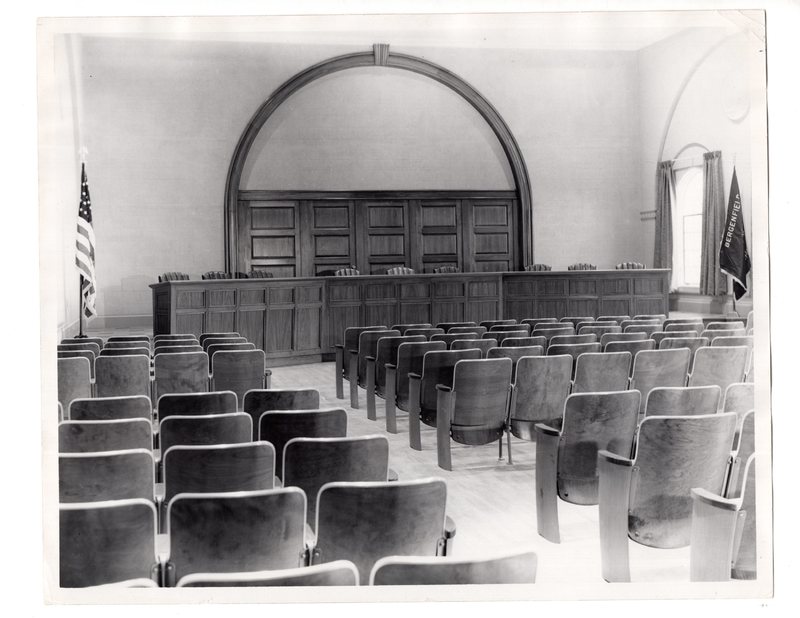 1 black and white photograph  Council Chamber Municipal Building 1957.jpg