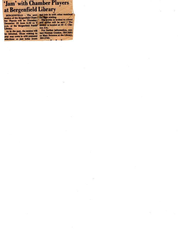 Jam With Chamber Players at Bergenfield Library newspaper clipping 1979.jpg