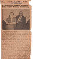 Ex Postmaster and Mrs Stoughton Feted at 50th Wedding Anniversary New Jersey Times newspaper clipping March 25, 1943