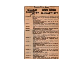Cultural Calendar, January 1977 (newspaper clipping) undated.jpg