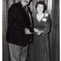 1 black and white photograph Agnes Shapiro standing with unnamed man undated.jpg