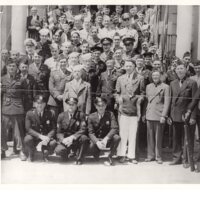 1 black and white photograph 8 x 10 group of World War I and World War II veterans outside Borough Hall Memorial Day 1946.jpg