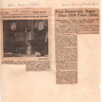 First Democratic Mayor Since 1930 Takes Office Bergen Evening Record newspaper clipping January 2, 1960